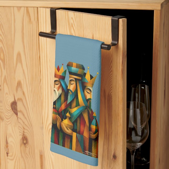 Three Wise Men Abstract Nativity Art Kökshandduk (Thirds Fold)