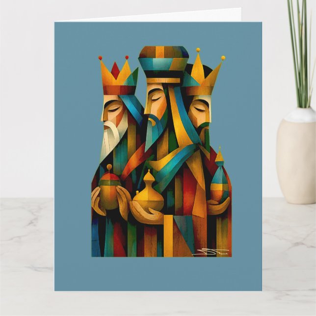 Three Wise Men Abstract Nativity Art Kort (Framsida)