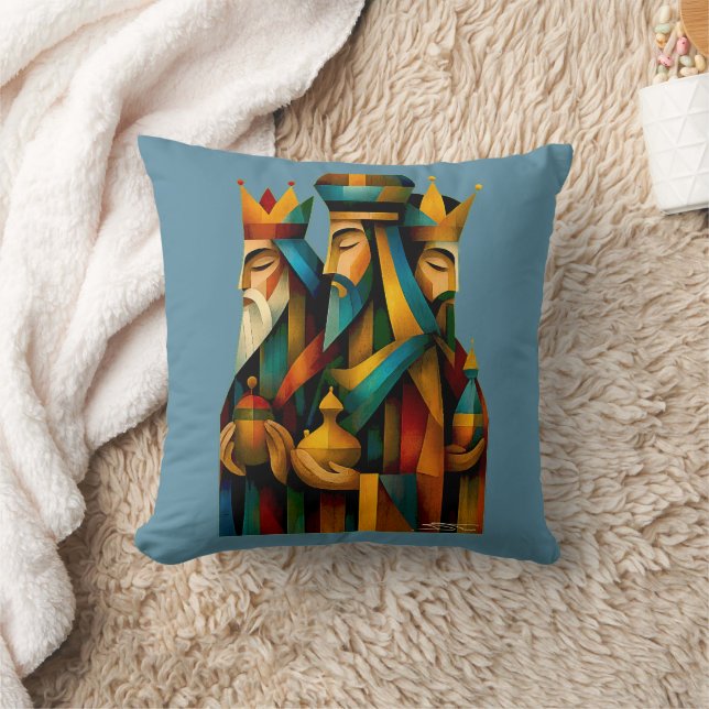 Three Wise Men Abstract Nativity Art Kudde (Filt)