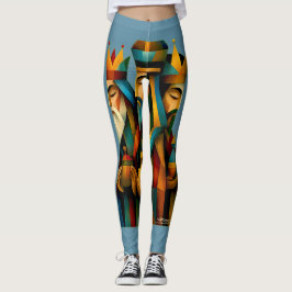Three Wise Men Abstract Nativity Art Leggings