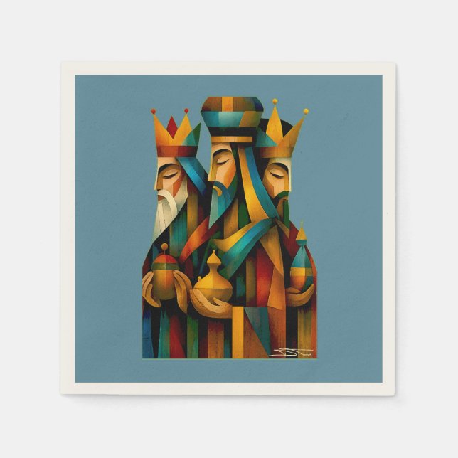 Three Wise Men Abstract Nativity Art  Pappersservett (Framsidan)