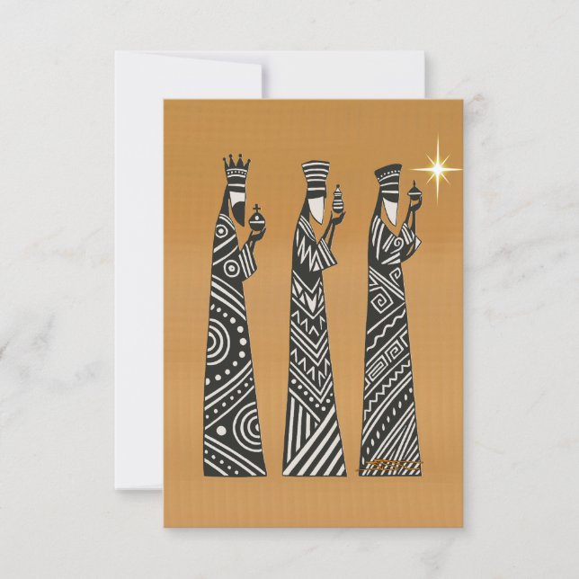 Three Wise Men Black & White Christmas Nativity Inbjudningar (Framsida)