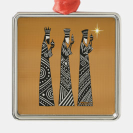 Three Wise Men Black & White Christmas Nativity Julgransprydnad Metall