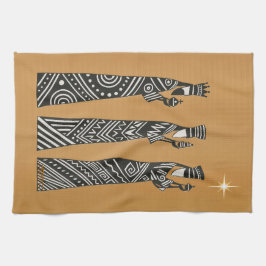 Three Wise Men Black & White Christmas Nativity Kökshandduk