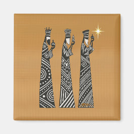 Three Wise Men Black & White Christmas Nativity Magnet