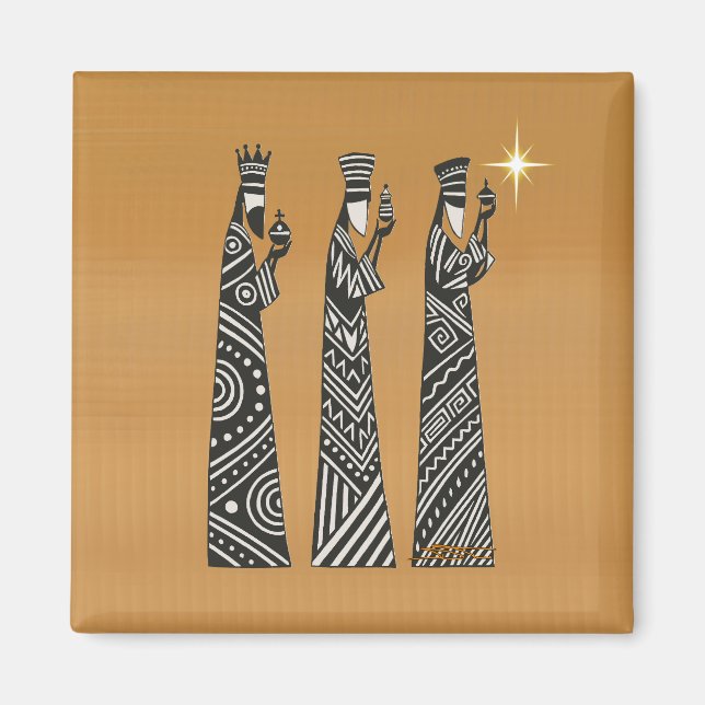 Three Wise Men Black & White Christmas Nativity Magnet (Framsidan)
