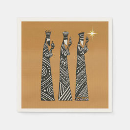 Three Wise Men Black & White Christmas Nativity Pappersservett
