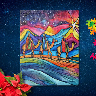 Three Wise Men Colorful Christmas Holiday  Pussel