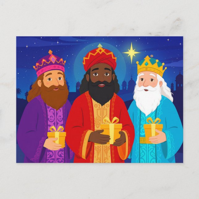 Three Wise Men Epiphany Christmas Star Helg Vykort (Framsida)