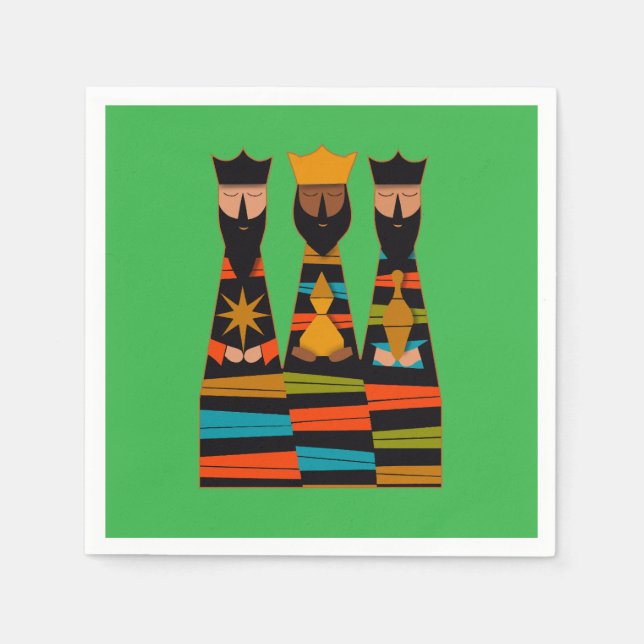 Three Wise Men Modern Mid-Century Pappersservett (Framsidan)