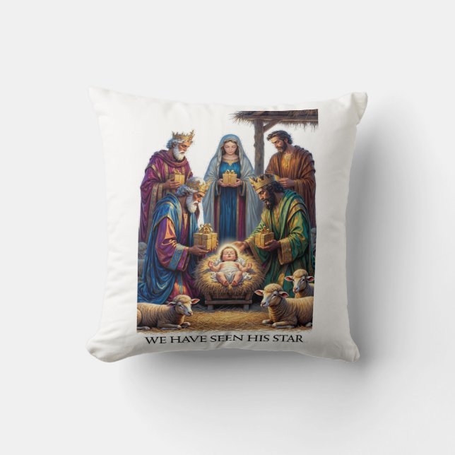 Three Wise Men T-Shirt, Adoration Epiphany Art Kudde (Framsida)