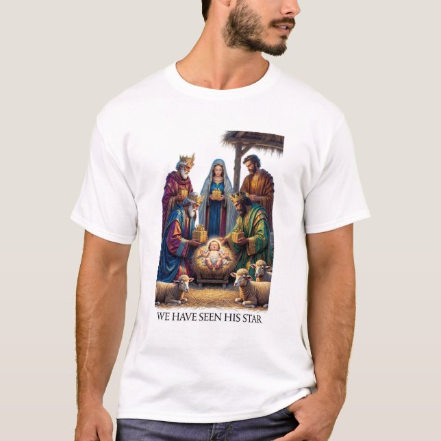 Three Wise Men T-Shirt, Adoration Epiphany Art T Shirt (Framsida)