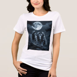 Three Wolves Howling at the Full Moon - Three Wolf T Shirt