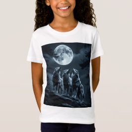 Three Wolves Howling at the Full Moon - Three Wolf T Shirt
