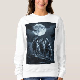 Three Wolves Howling at the Full Moon - Three Wolf T Shirt