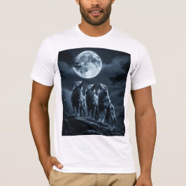 Three Wolves Howling at the Full Moon - Three Wolf T Shirt