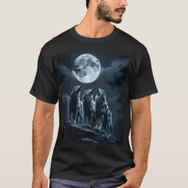 Three Wolves Howling at the Full Moon - Three Wolf T Shirt