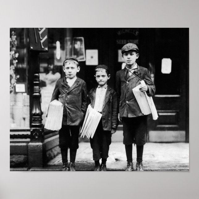Three Young Newsies - Lewis Hine - Philadelphia Poster (Framsidan)