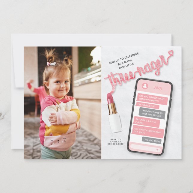 Threenage Girl's Third Birthday Photo Investigatio Inbjudningar (Framsida)