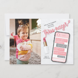 Threenage Girl's Third Birthday Photo Investigatio Inbjudningar