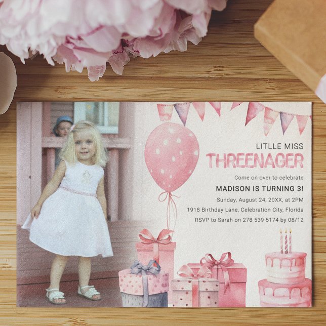 Threenager | Foto 3-års födelsedagsfest Inbjudningar (Skapare uppladdad)