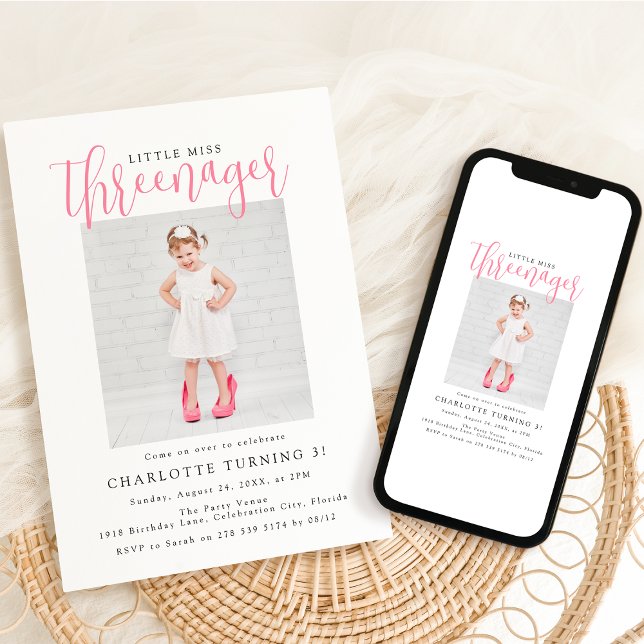 Threenager | Foto 3:e födelsedagen Party Inbjudningar (Skapare uppladdad)
