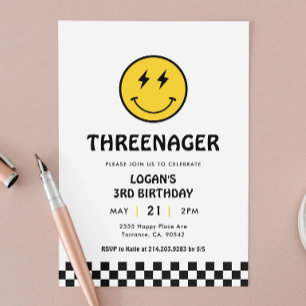 Threenager Retro Boy 3:e födelsedagen Party Inbjudningar