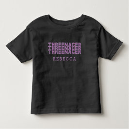 Threenager Retro Lettering Namn Lilac T Shirt