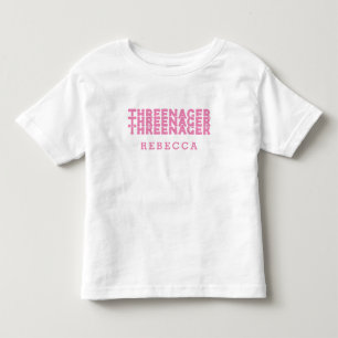 Threenager Retro Lettering Namn Rosa T Shirt