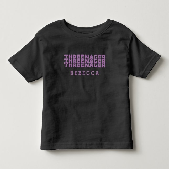 Threenager Retro Namn Bokstäver Lilac T Shirt (Framsida)