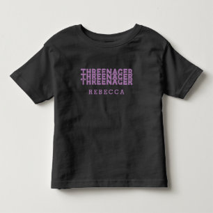 Threenager Retro Namn Bokstäver Lilafärgad T Shirt