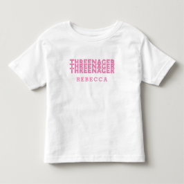 Threenager Retro Namn Bokstäver Rosa T Shirt