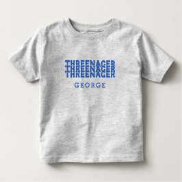 Threenager Retro Namn i Blå Text T Shirt