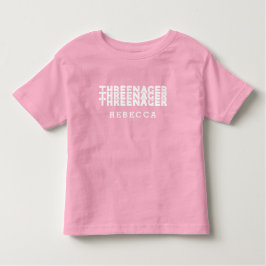 Threenager Retro Namn i Vit Text T Shirt