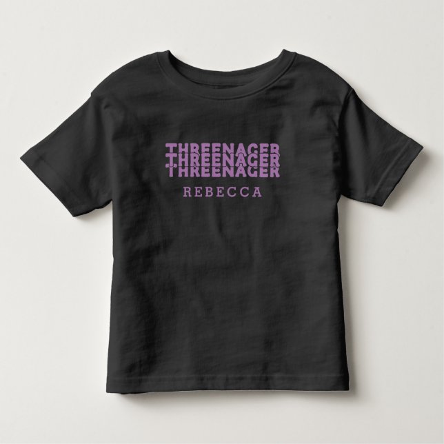 Threenager Retro Namnskylt Lila T Shirt (Framsida)