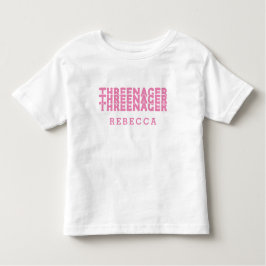 Threenager Retro Namnskylt Rosa T Shirt