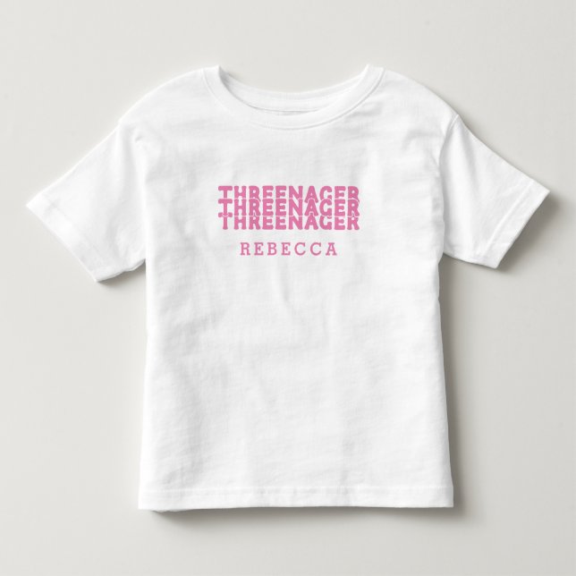 Threenager Retro Namnskylt Rosa T Shirt (Framsida)