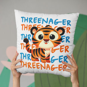 Threenager Tiger Boy 3th Birthday Party Kudde