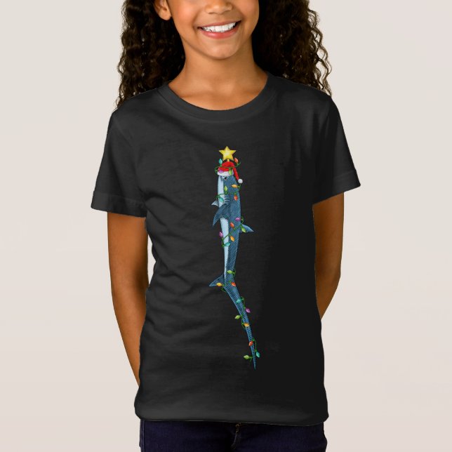Thresher Shark Julafton Träd Lighting Santa Shark  T Shirt (Framsida)