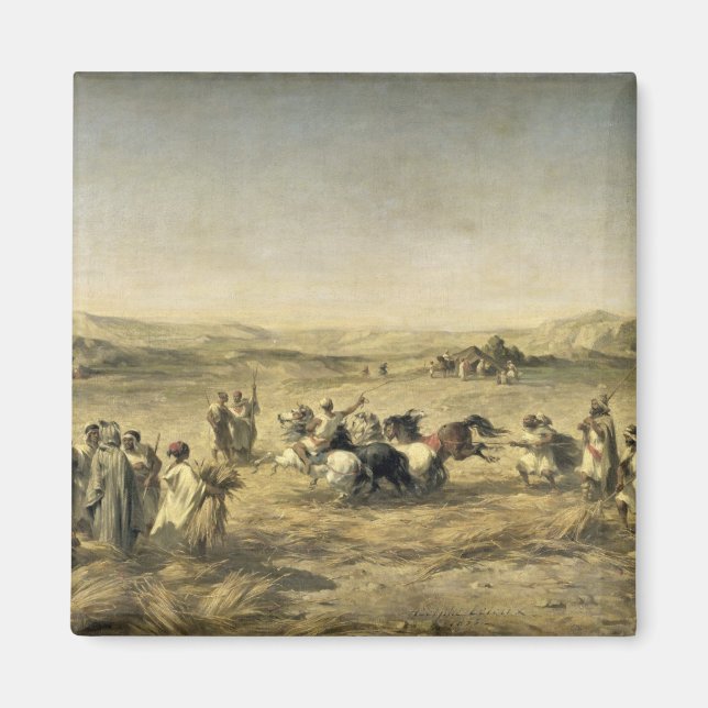 Threshing Wheat in Algeriet, 1853 Magnet (Framsidan)