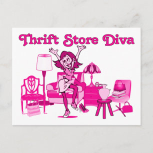 Thrift Store Diva Vykort