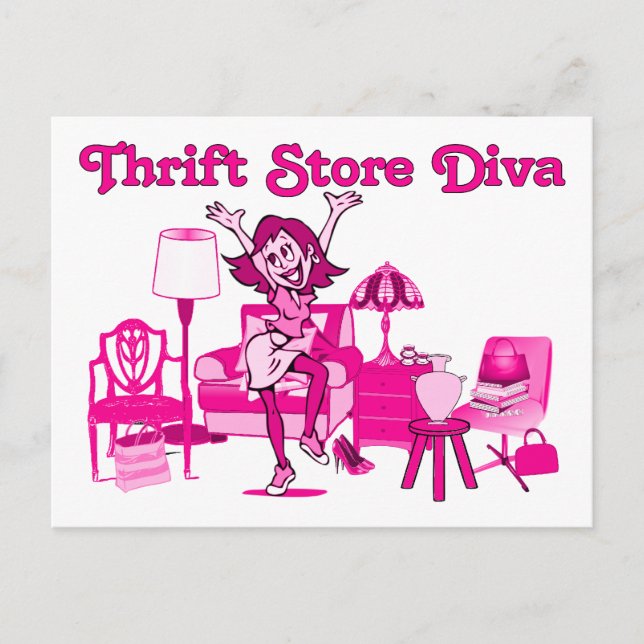 Thrift Store Diva Vykort (Framsida)
