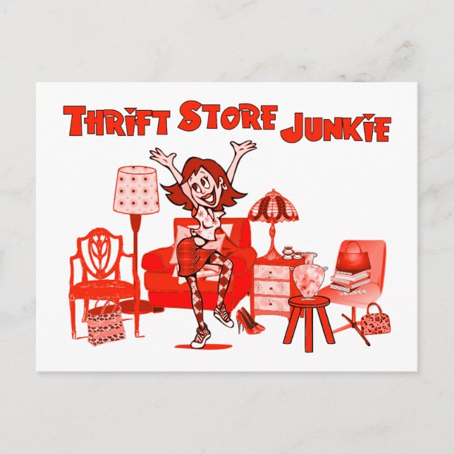 Thrift Store Junkie Vykort (Framsida)
