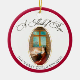 Thrill of Hope Burgundy Red Photo Merry Christmas Julgransprydnad Keramik