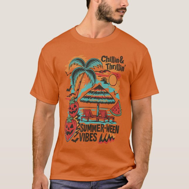 Thrillin Summerween Vibes BeachParty Halloween T Shirt (Framsida)