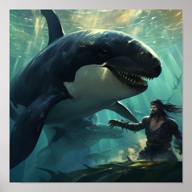 Thrilling Clash: Gigantic Orca vs. Jack Sparrow 2 Poster (Framsidan)