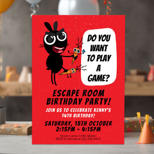 Thrilling Escape Room Birthday Äventyr Inbjudningar