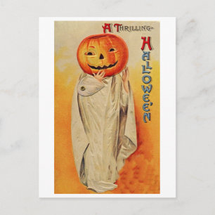 Thrilling Halloween Pumpkin Costume Vykort