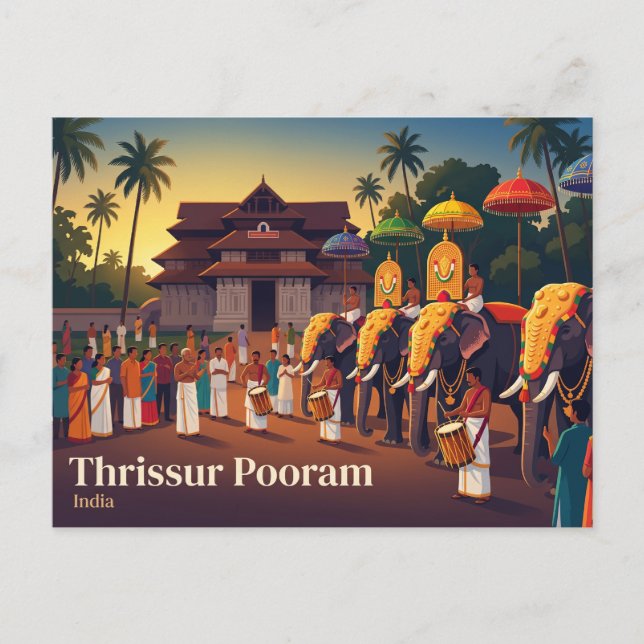 Thrissur Pooram Indien Vykort (Framsida)