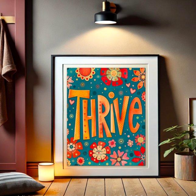 Thrive inspirational Heart Blommigt Söt Fototryck (Skapare uppladdad)